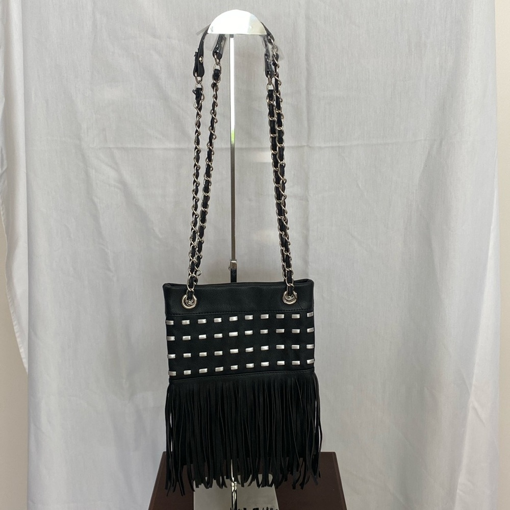 Fringed black crossbody/shoulder bag NWOT